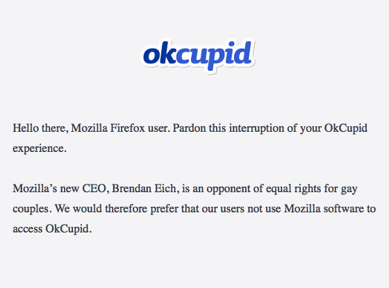 OkCupid vs. Firefox OkCupid vs. Firefox